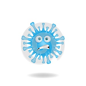 Cute coronavirus bacteria cartoon characters with angry expression. Mascot logo design