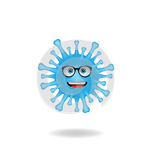 Cute coronavirus bacteria cartoon characters with smile expression. Mascot logo design