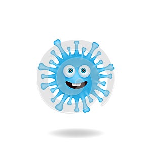 Cute coronavirus bacteria cartoon characters with smile expression. Mascot logo design