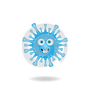 Cute coronavirus bacteria cartoon characters with smile expression. Mascot logo design
