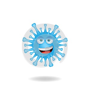 Cute coronavirus bacteria cartoon characters with smile expression. Mascot logo design