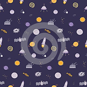 Cute cosmic seamless pattern