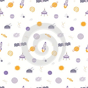 Cute cosmic seamless pattern