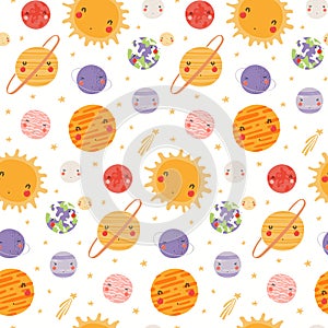 Cute cosmic seamless pattern