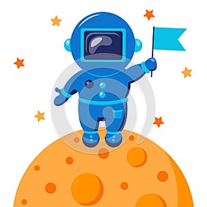 Cute cosmonaut. Spaceman. Astronaut exploring outer space.