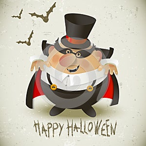 Cute Count Dracula. Halloween design background.