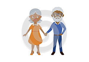 Cute couple african american elderly people holding hands icon vector