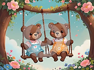 A cute couple bear