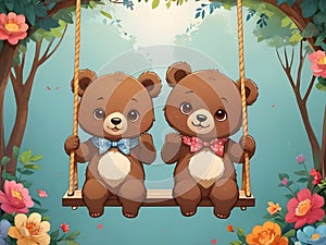 A cute couple bear