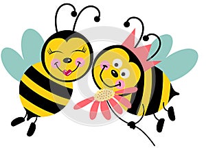 Cute couple of bees in love