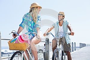 Cute couple on a bike ride
