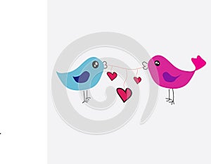 Cute couple of birds in love vector