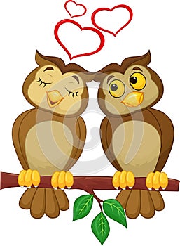 Cute couple cartoon owl in love