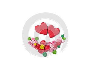 Cute couple heart plasticine clay, bouquet flower dough, Valentine`s day