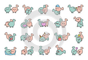 Cute couple kawaii music notes. Cartoon character