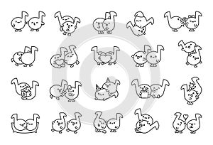Cute couple kawaii music notes. Coloring Page
