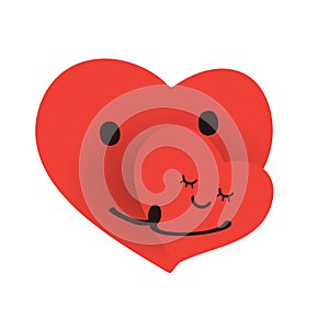 Cute Couple - Minimalist Red Valentine\'s Hearts Couple with Smiling Faces Design