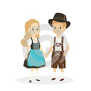 Cute Couple Wearing Germany Traditional Dress Vector photo