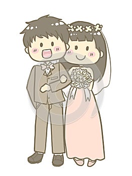 Cute Couple Wedding Cartoon