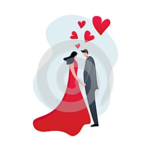 Cute couple wedding vector illustration with flat design cartoon character elegant popular design