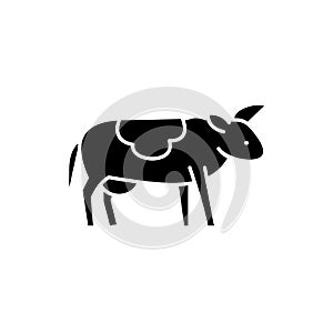 Cute cow black icon, vector sign on isolated background. Cute cow concept symbol, illustration