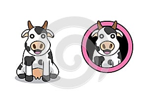 Cute cow cartoon character design illustration