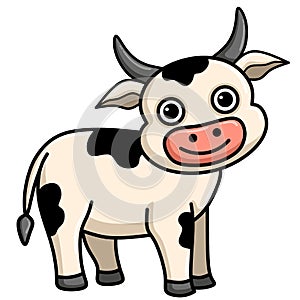 Cute cow cartoon illustration isolated