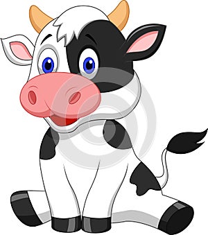 Cute cow cartoon sitting