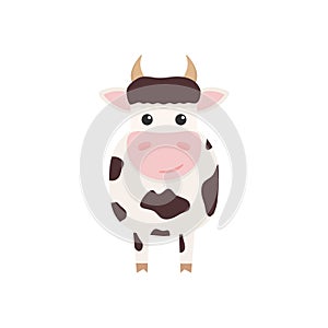 Cute cow charcater. Farm cartoon animal. Vector illustration