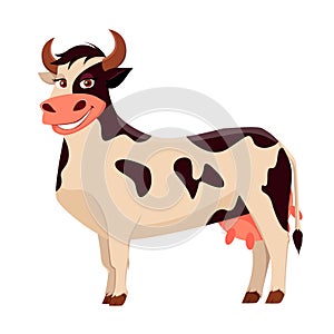 Cute cow farm animal. Cartoon character