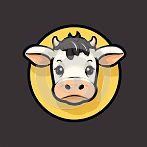Cute cow head vector illustration. Cute cartoon farm animal