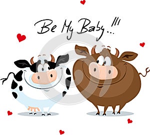 Cute Cow in Love Valentines Day Vector Cartoon Illustration