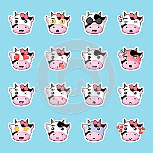 Cute cow stickers set