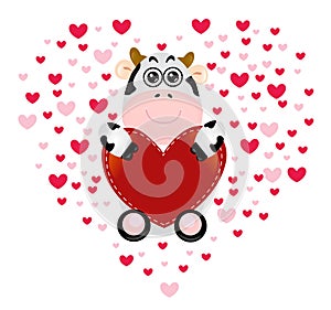 Cute cow valentine love
