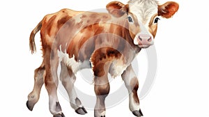 Cute cow watercolor isolated on white background. Farm cow animal set. generative ai
