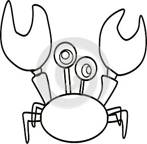 Cute crab,crustaceans, sea dweller, coloring book, isolate on a white background