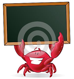 Cute Crab holding Blank Sign.