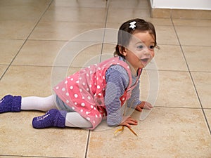 Cute crawling baby toddler girl