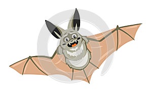 Cute crazy bat. Cartoon Illustration.