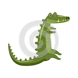 Cute crocodile, animal, reptile, trend, cartoon style, vector, illustration, isolated on white background