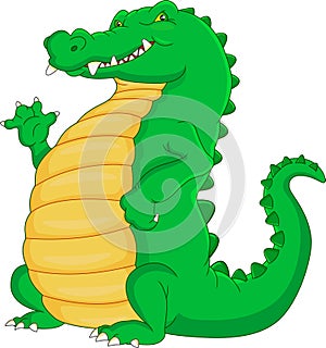 Cute crocodile cartoon waving