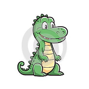 Cute crocodile isolated on white background.