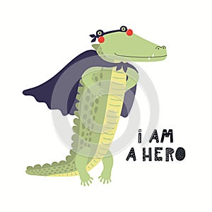 Cute crocodile superhero