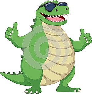 cute crocodile wearing sunglasses cartoon