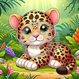 cute cub Jaguar, illustration