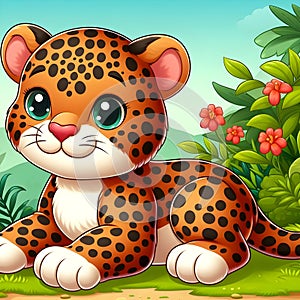 cute cub Jaguar, illustration