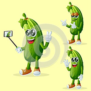 Cute cucumber characters as narcissistic