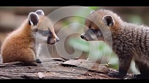 Cute and cuddly baby animals playing with each other created with Generative AI