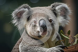 A cute and cuddly koala in a eucalyptus tree Generative AI