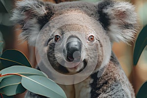 A cute and cuddly koala in a eucalyptus tree Generative AI